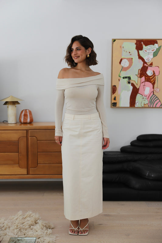 Cotton Drill Pencil Skirt